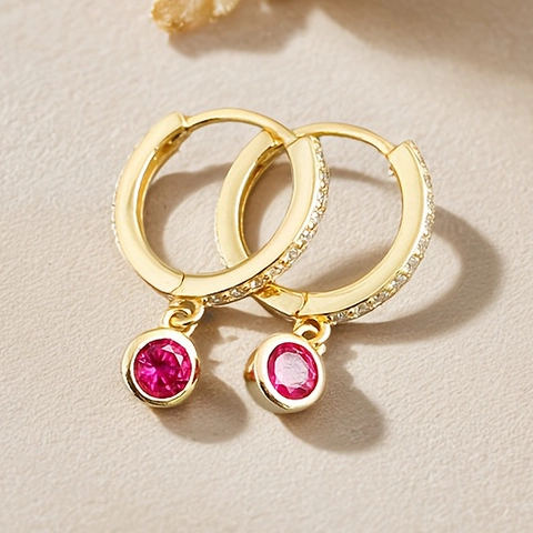 Eleganti Orecchini a Cerchio Geometrici in Argento Sterling 925 per Donna Orecchini Pendenti con Zirconia Tonda Placcati Oro Platino