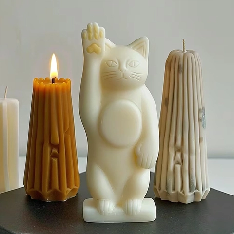 3D Cat Silicone Mold For DIY Scented Candle Plaster Aromatherapy Stone Handmade Lucky Kitty Ornament Craft Tool