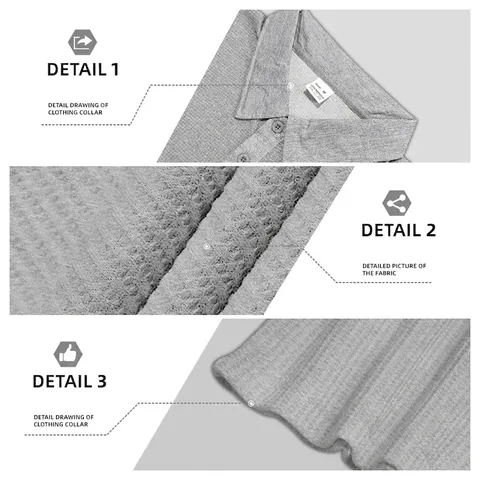 Mens Long Sleeve Polo Shirt Waffle Knit Lapel Button Casual Solid Slim Fit Tops