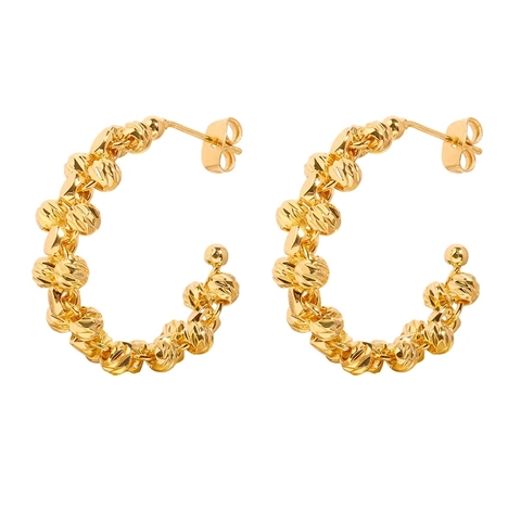 Orecchini a Cerchio con Perline Irregolari in Rame Personalizzati per Donna Accessori Moda Gioielli Galvanizzati a Forma di C