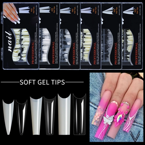 Unghie Finte Professionali Forma Stiletto Lunga Plastica ABS Trasparente Naturale Estensioni Manicure Per Donne