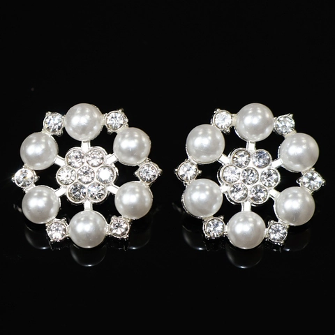 Botoni Decorativi Fiori Vintage Lega Di Zinco Con Perla Artificial Sintetica E Strass Per Cucire Decorazione Di Vestiti Fai Da Te