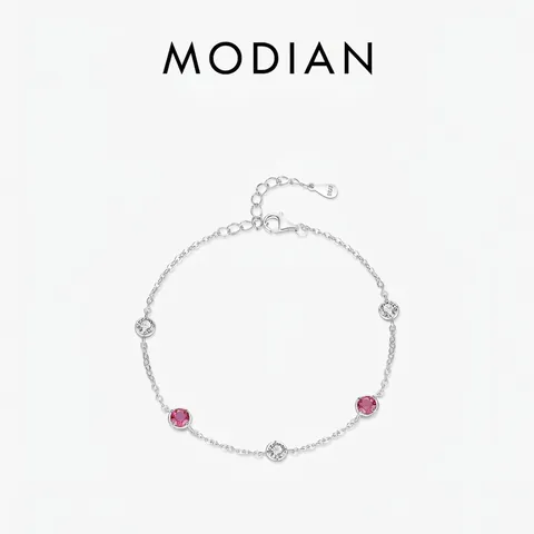 925 Sterling Silber Armband Runde Rote Weiße Zirkon Verstellbare Dünne Kette Eleganter Schmuck Für Damen
