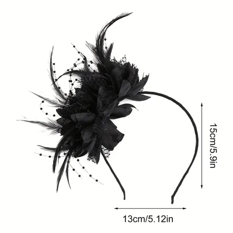 Feather Mesh Flower Fascinator Headband Vintage Party Wedding Derby Racing Hair Accessories For Women Hairband