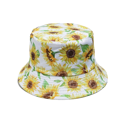 Sonnenblumen-Druck Fischerhut Polyester Sommer Sonnenschutz Strand Reise Damen