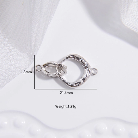 925 Sterling Silber Doppelring Verbinder Verschluss Hammerschlag Textur Für DIY Halskette Armband Schmuckherstellung