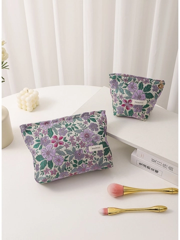 Neceser Jacquard Floral Vintage Francés Gran Capacidad Algodón Lona Bordado Bolsa De Almacenamiento Mujeres