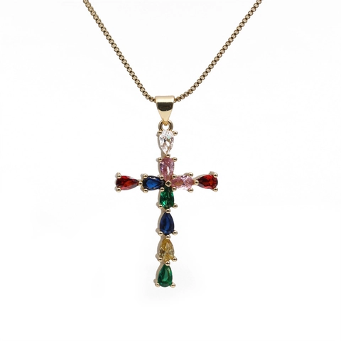 Collar Con Colgante De Cruz De Cobre Chapado En Oro Vintage Con Circonia Para Mujer Hombre Medalla Religiosa De San Benito Joyería