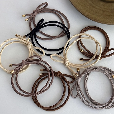 High Elasticity Hair Ties Minimalist Fabric Ponytail Holders With Metal Tips Simple Japanese Style Accessories For Women