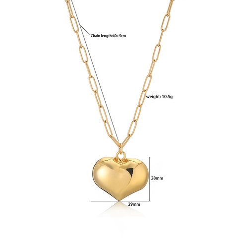 Joyas De Corazón Minimalistas Vintage Para Mujer Cobre Chapado En Oro Collar De Cadena De Clip Y Pendientes Acabado Liso