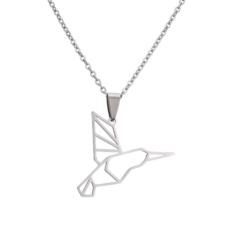 Collar Colgante De Animal Origami Hueco Acero Inoxidable Abeja Mariposa Libélula Colibrí Joyería De Moda Geométrica