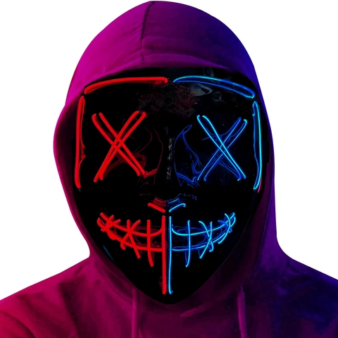 Máscara Brillante LED Halloween Terror Estilo Purge Cable EL Plástico 3 Modos Para Cosplay Mascarada Fiesta Hombres Mujeres
