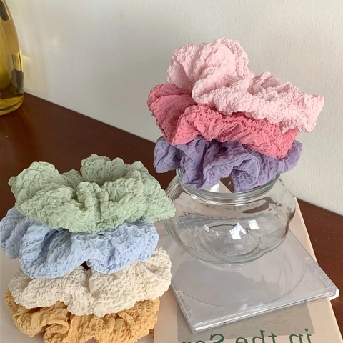 Bubble Textur Haargummis Plissee Stoff Elastische Haarbänder Koreanischer Stil Handgemachter Haarschmuck Für Frauen
