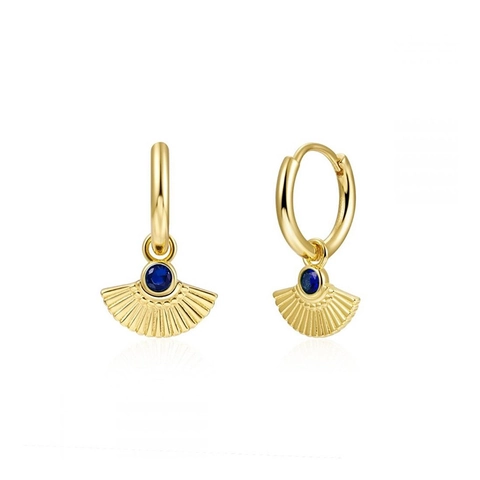 Luxury Fan-shaped Drop Earrings For Women Copper Gold Plated With Colorful Rhinestone Elegant Geometric Pendant Earrings Fashion Jewelry
