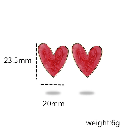 Heart Stud Earrings Stainless Steel Enamel Drip Oil Marble Texture Vintage French Style Gold Plated Jewelry For Women