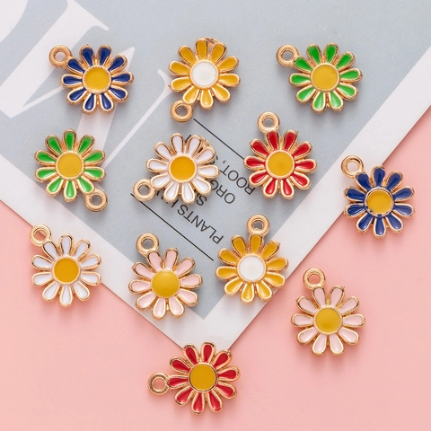 Pendentifs Marguerite Alliage Émail Breloques Pour Création De Bijoux DIY Bracelet Collier Boucles D'oreilles Accessoires