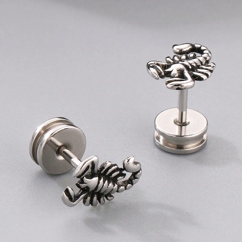 Skorpion Ohrstecker Edelstahl Retro Punk Gothic Stil Schmuck Für Herren Damen Vintage Silber Farbe
