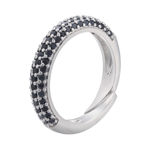 Anillo De Circonia De Moda Micro Pavé Cobre Ajustable Banda Abierta Joyería De Lujo Para Mujeres Multicolor Tres Filas