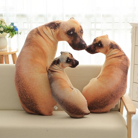 Almohada de Perro 3D Realista Simulación Animal de Peluche Husky Pastor Alemán Shar Pei Dálmata Almohada Decorativa para Sofá en Casa Para Niños Adultos