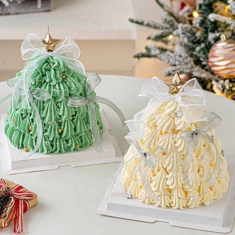 Christmas Cake Topper Star Heart Candles Plastic Bead Chain Sparkly Ribbon Festive Baking Party Decoration Supplies