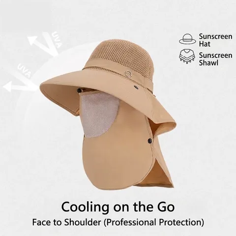 Sonnenhut Fischerhut Eimerhut Atmungsaktiv Polyester Breite Krempe UV Schutz Abnehmbare Gesichtsschutz Nackenschutz Outdoor Angeln Herren