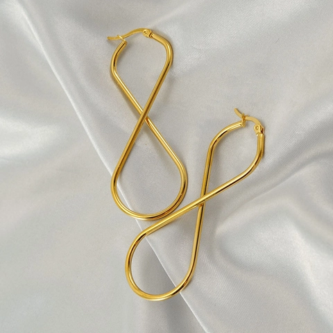 Infinity Loop Earrings Stainless Steel Gold Plated Geometric Twisted Long Dangle Fashion Minimalist Jewelry For Women