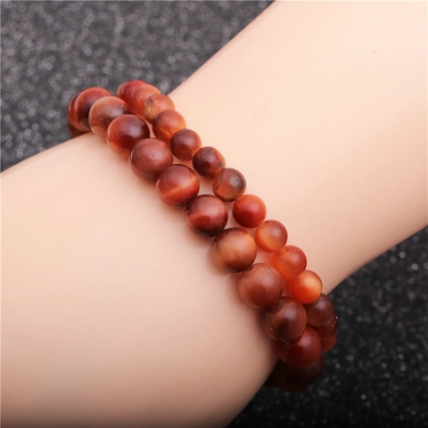 Natural Red Tiger Eye Beaded Bracelet Handmade Healing Crystal Stone Round Bead Elastic Stretchy Jewelry For Women Men