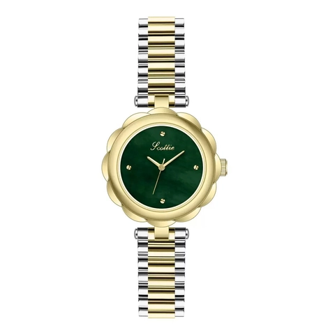 Women Fashion Quartz Watch Stainless Steel Band Flower Shaped Case Waterproof Elegant Ladies Wristwatch Artificial Pearl Dial