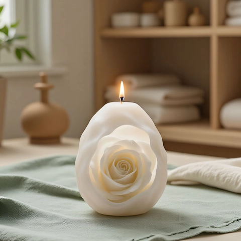 Molde De Silicona Bola De Flor De Rosa DIY Vela Aromática Forma De Huevo Rosa Hueca Ornamento Aromaterapia Silicona Alimentaria