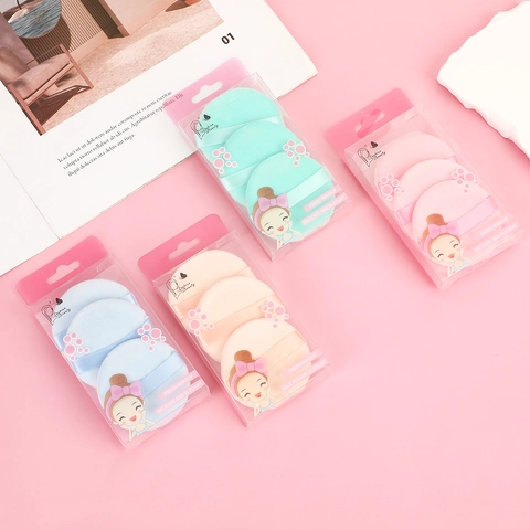 Ronde Fluwelen Poederdons Zachte Beflockte Make-Up Tool Lintgreep Gezicht Cosmetische Applicator
