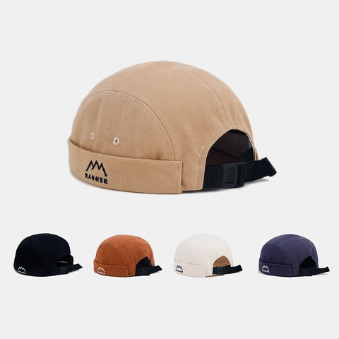 Retro Docker Cap Brimless Hat Cotton Adjustable Strap Embroidered Skullcap Streetwear Yuppie Style For Men Women