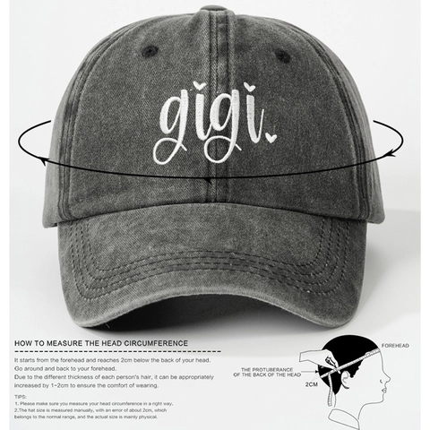 Vintage Washed Cotton Baseball Cap Gigi Letter Embroidery Distressed Retro Sun Hat For Women And Men Adjustable Breathable