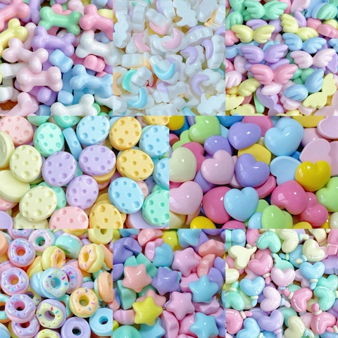 Mini Resin Charms Macaron Color Donut Bone Moon Shapes For DIY Jewelry Making Accessories Cabochons Hair Clips