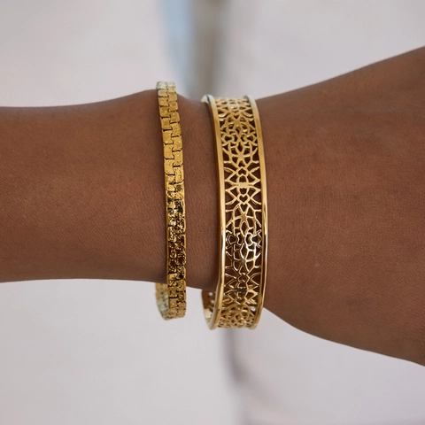 Hohler Geometrischer Manschettenarmreif Und Schlangenkette Mit Kristall Edelstahl Schmuck Für Damen Vintage Wasserfester Armreif