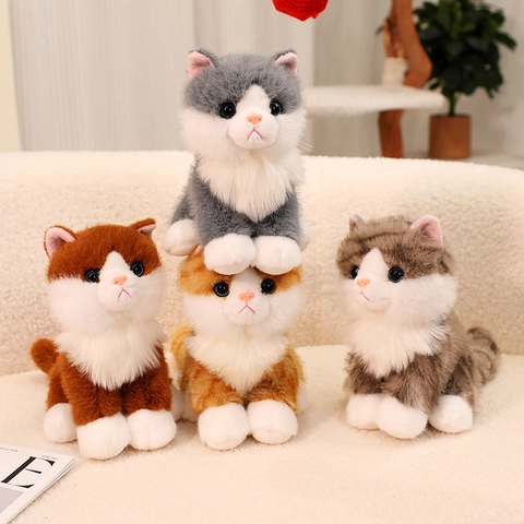 Realistisches Katzen Plüschtier Simulation Sitzendes Kätzchen Weiche Ausgestopfte Tierpuppe Für Heimdekor Geschenke Für Kinder