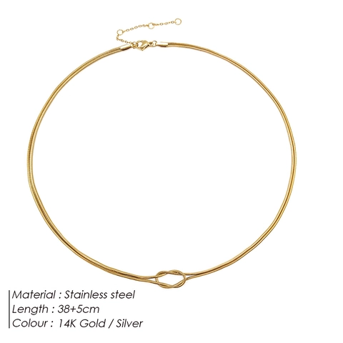 Collana Minimalista A Catena Di Serpente Tonda In Acciaio Inossidabile Pendente A Nodo Chiusura Regolabile Gioielli Da Donna