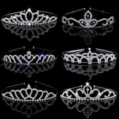 Funkelnde Strass Braut Tiara Silberne Kupferlegierung Kristall Krone Für Hochzeit Party Haarschmuck Damen Mädchen
