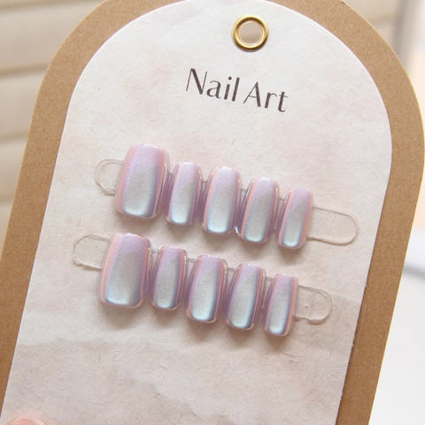Uñas Postizas Cat Eye Rosa Púrpura Aurora Degradado Perla Artificialdo Plástico ABS Uñas Desmontables Para Mujeres