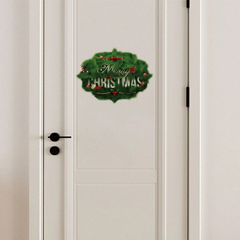 Weihnachts Wand Türaufkleber PVC Selbstklebend Merry Christmas Brief Kranz Wasserdichte Abnehmbare Aufkleber Deko
