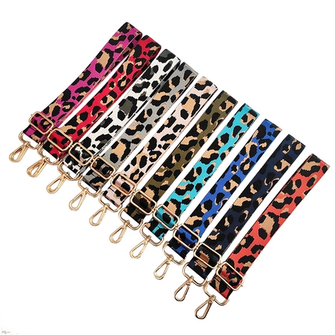 Adjustable Leopard Print Bag Strap Wide Nylon Replacement Shoulder Crossbody Handbag Belt With Metal Buckle