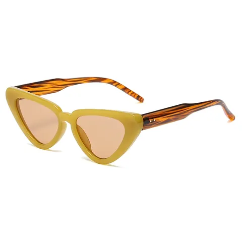 Cat Eye Sunglasses Retro Vintage Triangle Frame PC UV400 Candy Color Fashion Rivet Eyewear For Women Men