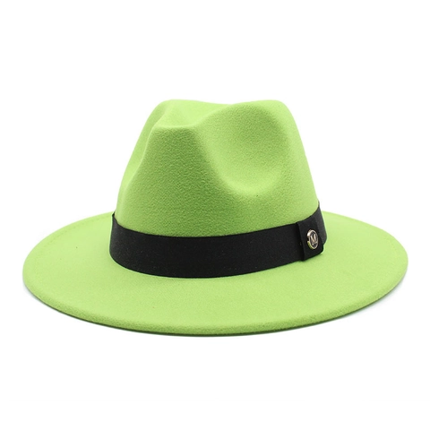 Vintage Wollfilz Fedora Hut Breitkrempiger Eleganter Jazz Hut Mit Schwarzem Band Metall M Schnalle Für Damen Herren