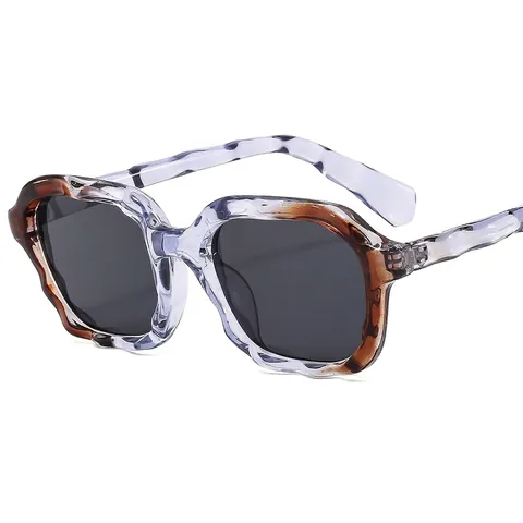 Wavy Square Frame Sunglasses PC Material UV400 Protection Fashion Retro Irregular Designer Eyewear For Men Women