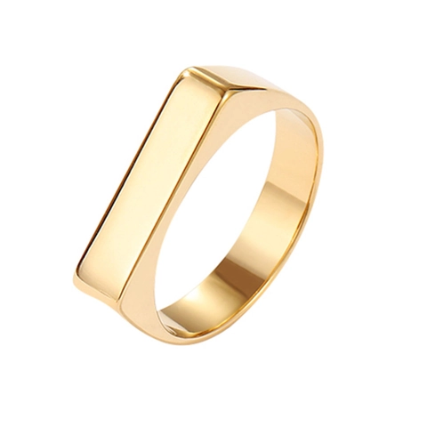 Damen Titanstahl Ring 18K Vergoldet Breit Übertrieben Geometrisch Poliert Minimalistischer Siegelring Finger Schmuck