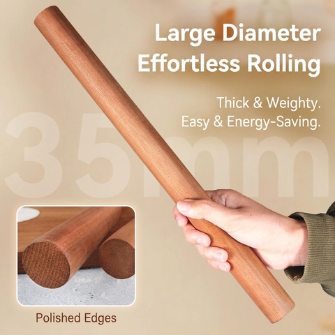 Rodillo De Amasar De Madera Maciza De Ébano Antiadherente Para Hornear Empanadillas Pasta Acabado Natural Útil De Cocina