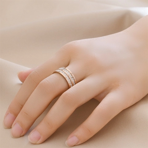 Stainless Steel Cubic Zirconia Eternity Ring Women Men Gold Silver Rose Gold Plated Square Zircon Ring Wedding Band Jewelry