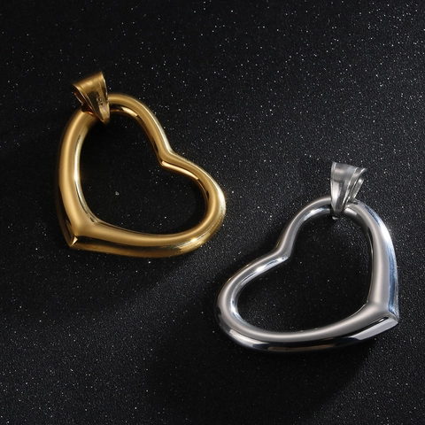 Minimalistischer Hohler Herzanhänger Edelstahl Poliertes Offenes Herz Halskette Charm Für Damen Herren Unisex Schmuck