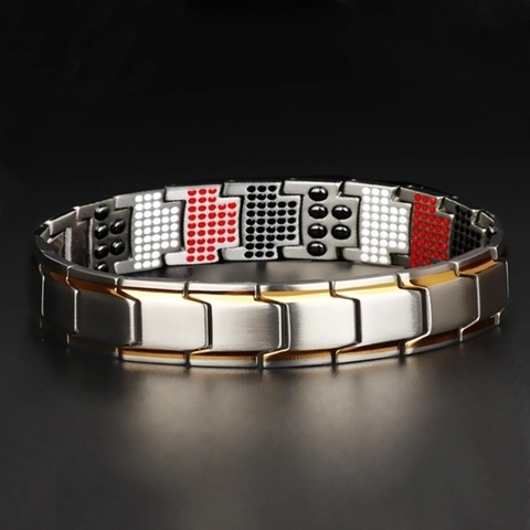 Magnetic Therapy Bracelet Alloy Health Energy Negative Ion Healing Link Chain Jewelry For Men Adjustable Stylish Accessory