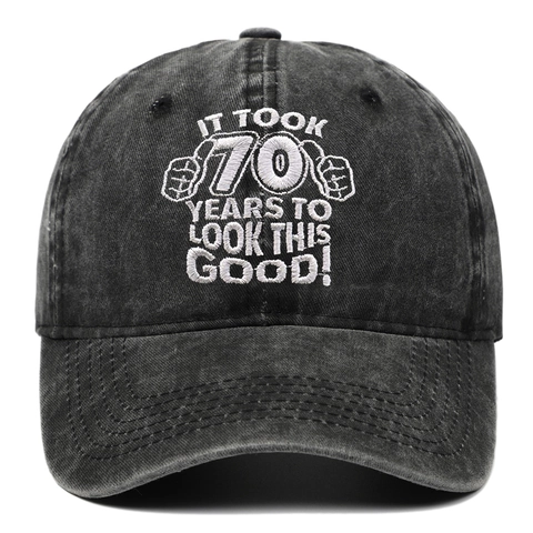 Vintage Washed Cotton Baseball Cap Embroidered Slogan Birthday Gift Hat Distressed Distressed Milestone Anniversary Cap For Men Women