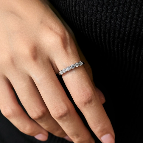 925 Sterling Silber Moissanit Bandring Elegant Strahlend D Farbe VVS1 Reinheit Ewigkeit Hochzeit Schmuck Für Damen